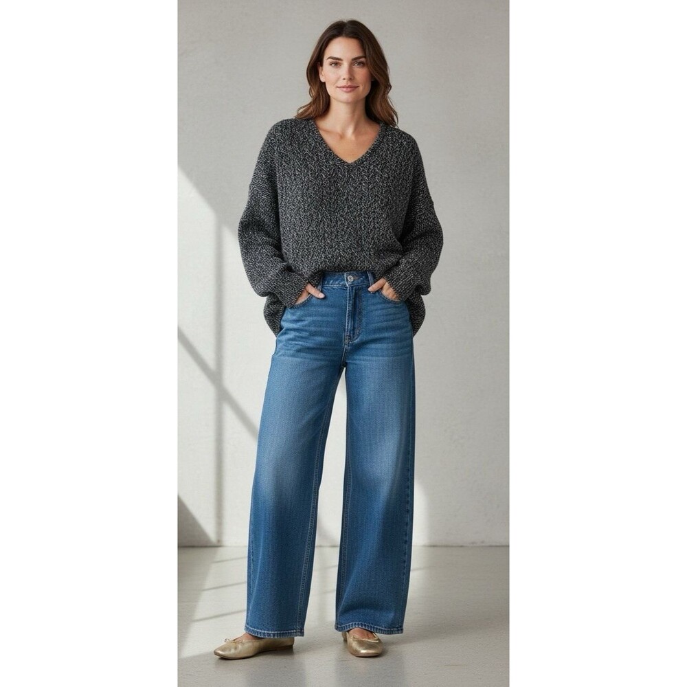 Athleta womens NEW wool cashmere v-neck asymetrical cable knit sweater Large